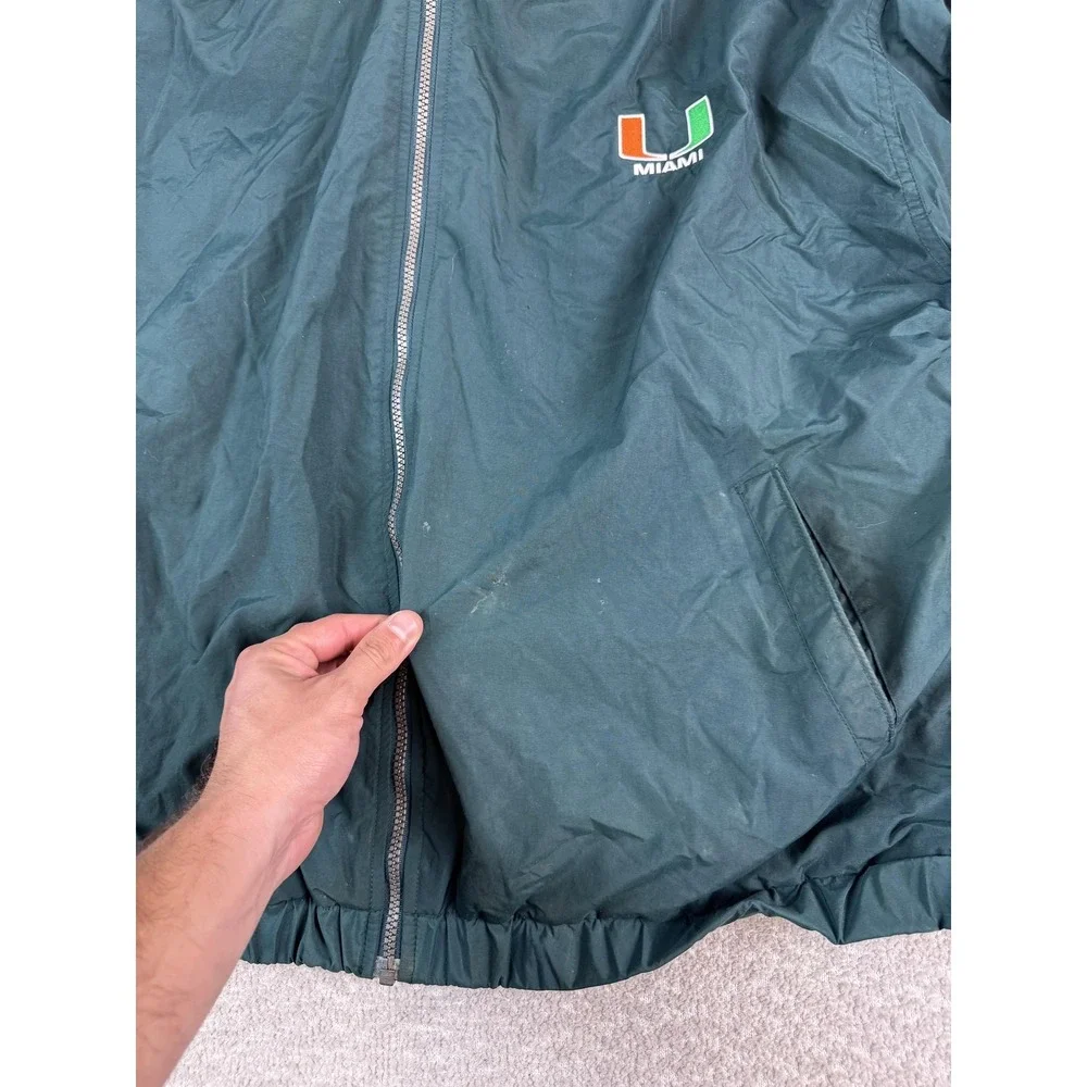 Vintage Miami Hurricanes Jacket Mens Large Green‎ NCAA College Football Hooded